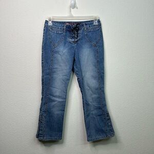 One Tuff Babe‎ Womens Jeans Vintage Y2K Crop Lace Up Stretch 9/10